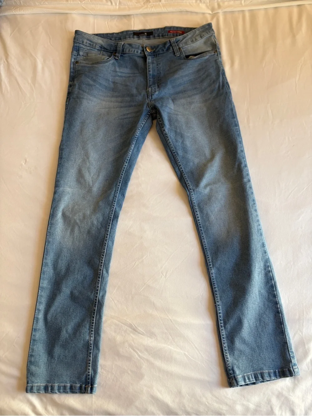 Montfort Men’s Slim Skinny Light Wash Jeans Casual Everyday Denim